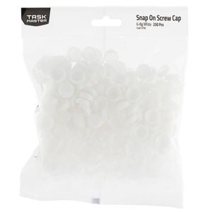 Taskmaster 6 - 8g White Snap On Screw Caps - 250 Pack