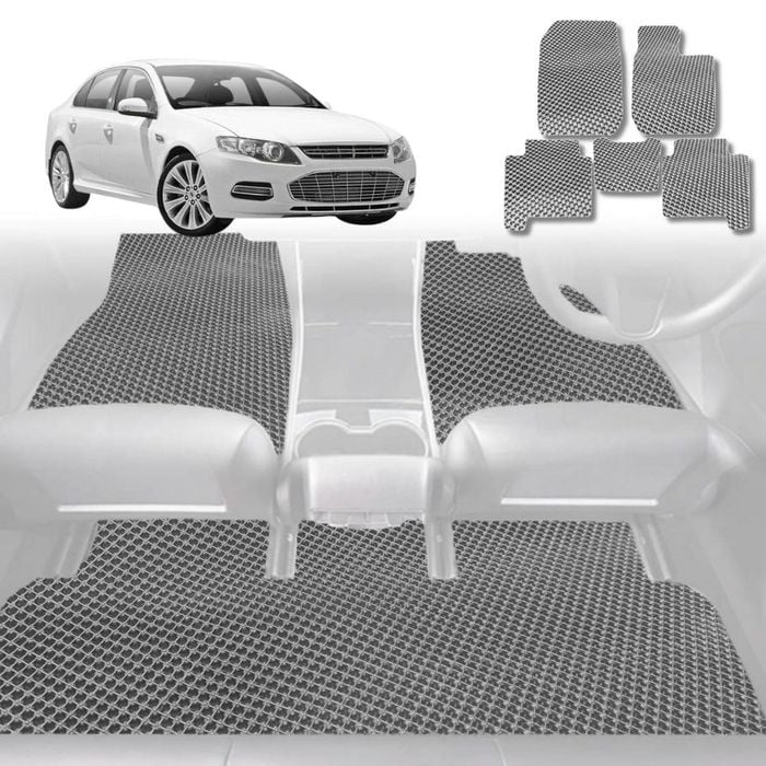 6D Diamond Car Floor Mats for Ford Falcon 2008-2014-Full Set-Grey-Outback GT