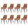 Familand Dining Chairs Set of 8 Padded Seat Kitchen Living Room Chair Leather in Brown