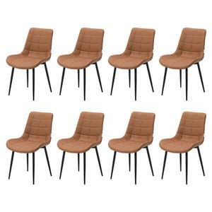 Familand Dining Chairs Set of 8 Padded Seat Kitchen Living Room Chair Leather in Brown