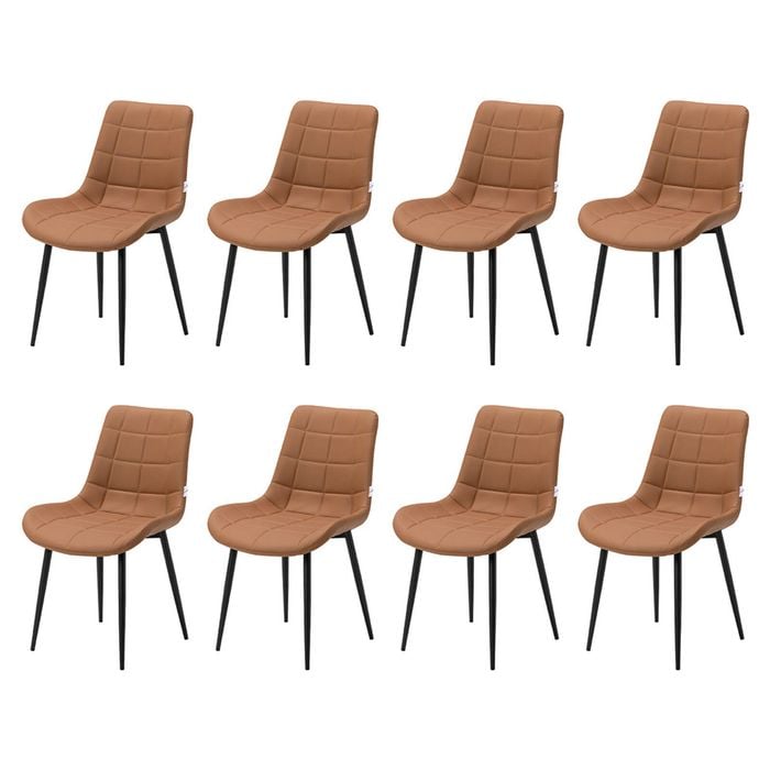 Familand Dining Chairs Set of 8 Padded Seat Kitchen Living Room Chair Leather in Brown