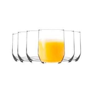LAV 6 Piece Sude Drinking Glasses Set - Contemporary Glass Tumblers for Whisky, Water, Soft Drinks - 315ml