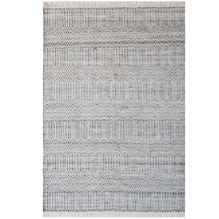 Handwoven Natural Mizo Rug-6328-Ivory Charcoal-80x150cm