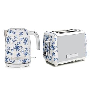 Laura Ashley 1.7l Jug Electric Kettle And 2 Slice Toaster Combo China Rose