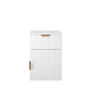 European Cabinetry VJ Panel Pull Brass Porto Bedside Table White