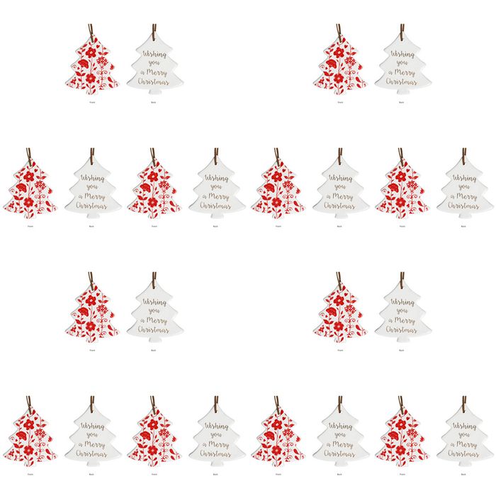 12PK LVD Tree Folk Home/Office Hanging X-mas Display Ornament Decor 8x9cm Red