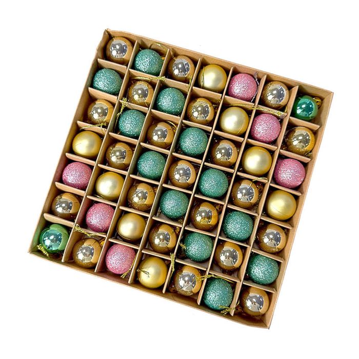 Catzon 49 Pcs Mini Christmas Balls 3CM Shiny & Matte Shatterproof Bauble for Party Decor-Set6