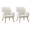 Oikiture 2x Armchair Lounge Sherpa White