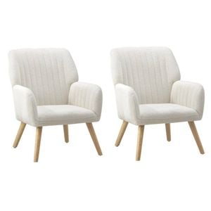 Oikiture 2x Armchair Lounge Sherpa White
