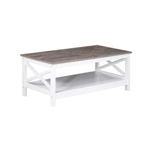 Maestro Furniture Coastal Wooden Rectangular Open Shelf Coffee Table - White & Grey