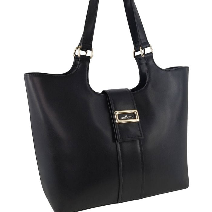 Milleni Women's Handbag Vegan Leather Fashion Chic Caryall Tote Bag Black