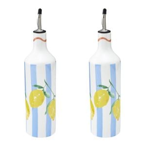 2PK Porto Limone Stoneware Kitchen Oil Storage Bottle 700ml Multi-Coloured