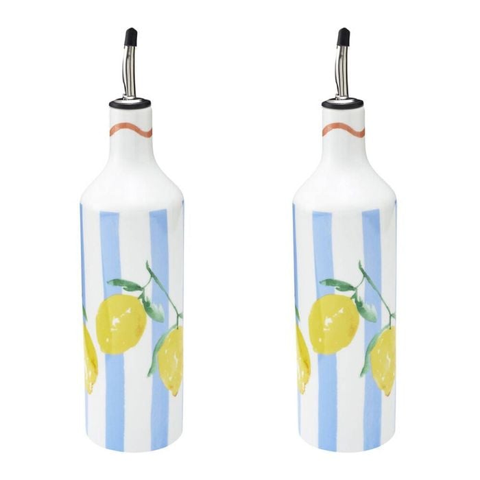 2PK Porto Limone Stoneware Kitchen Oil Storage Bottle 700ml Multi-Coloured