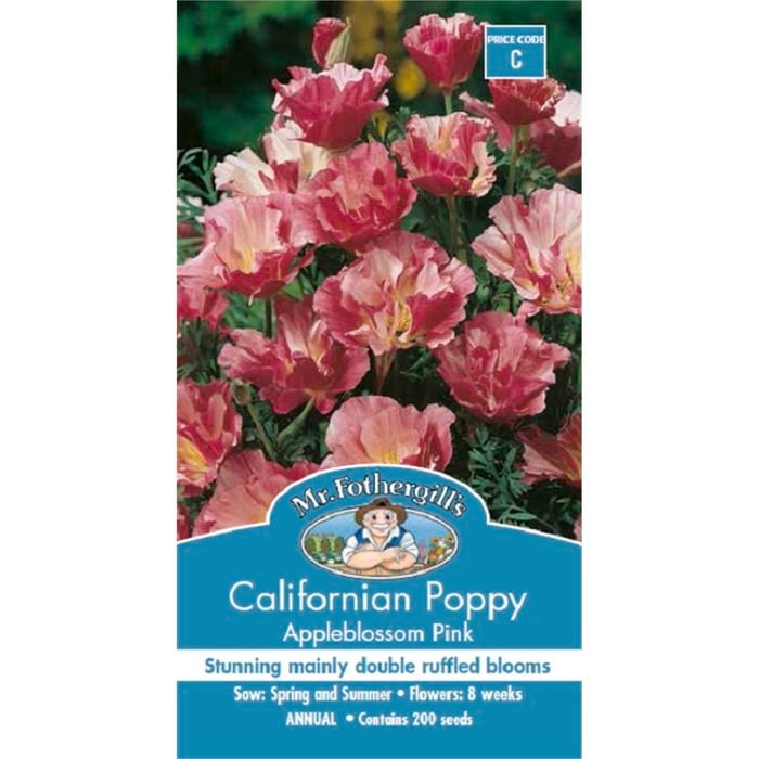 Mr Fothergill's Poppy Californian Appleblossom Pink Seeds
