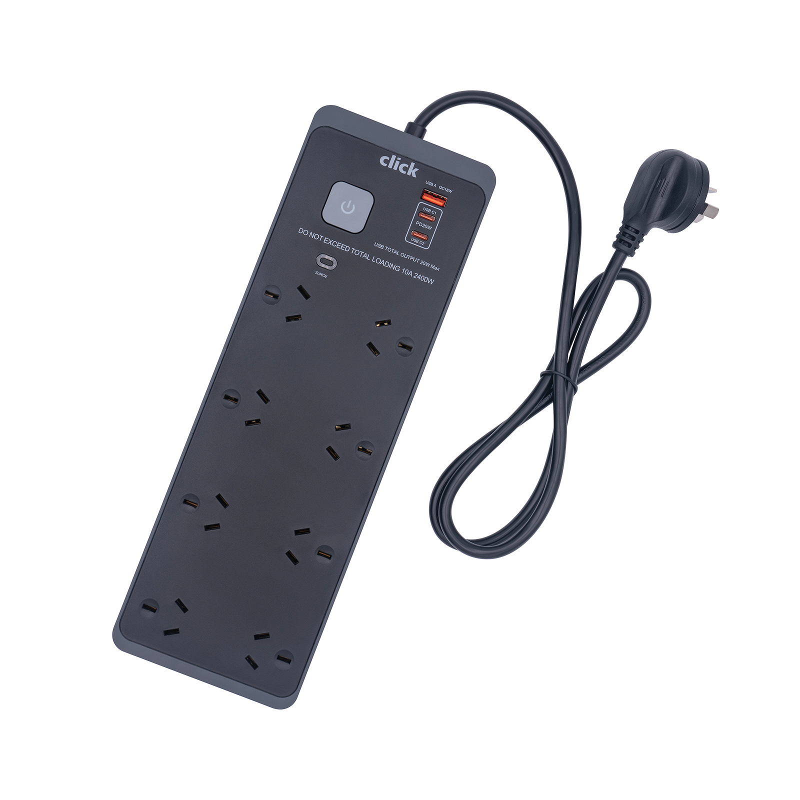 Click 8 Outlet Powerboard with USB Charger PD20W product image