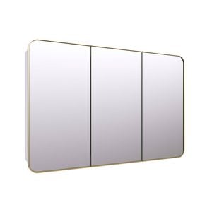 Future Glass Calla Rectangle Mirror Cabinet 800 X 1200mm - Satin Brass