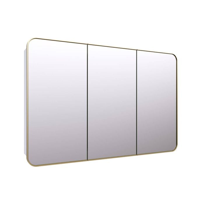 Future Glass Calla Rectangle Mirror Cabinet 800 X 1200mm - Satin Brass