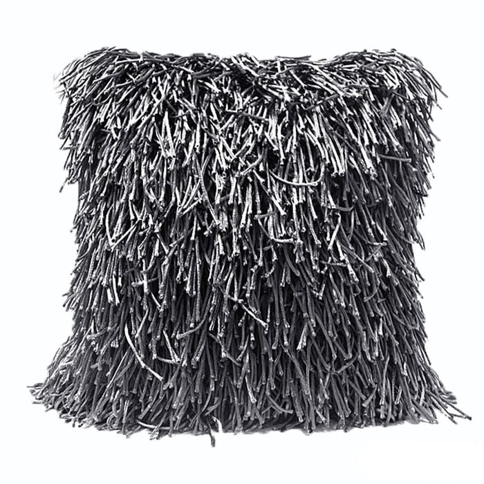 Morocco Shaggy Filled Cushion Dark Grey 45cm x 45cm