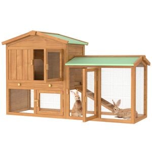 Advwin Rabbit Hutch Chicken Coop 137x43x85cm Brown