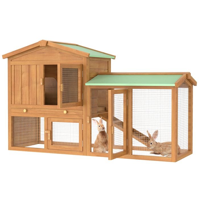 Advwin Rabbit Hutch Chicken Coop 137x43x85cm Brown