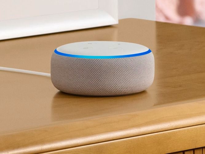 amazon echo dot on a table