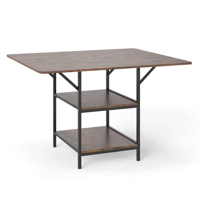 Costway Kitchen Dining Table Counter Table Storage Shelf Furniture Brown