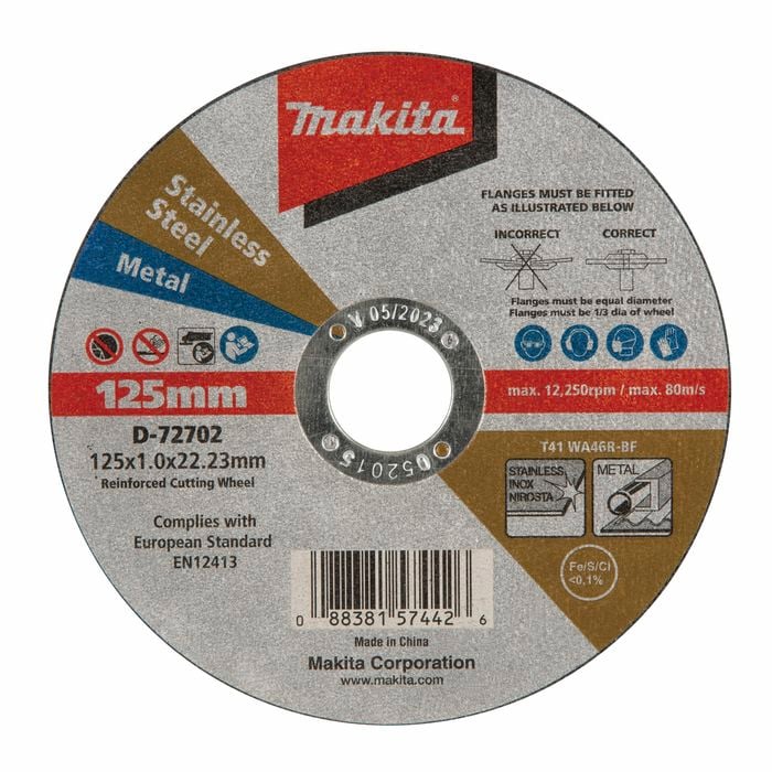 Makita 125 x 1 x 22.23mm Inox Cutting Disc