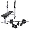 vidaXL Workout Bench with Weight Rack Barbell and Dumbbell Set 60.5kg Home Gym