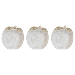 3PK LVD Resin Apple Trinket Tray Home Decor 13.5x12.5cm - White