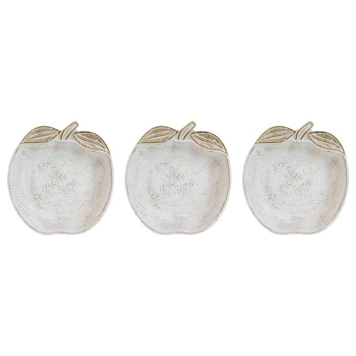 3PK LVD Resin Apple Trinket Tray Home Decor 13.5x12.5cm - White