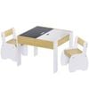 Advwin 4-in-1 Kids Table and 2 Chairs Set Wooden Activity Table Play Desk w/ Blackboard & Storage