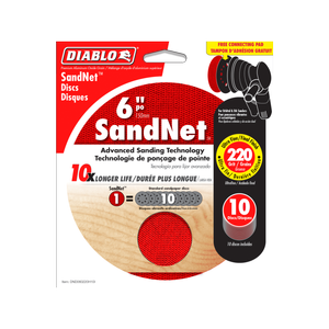 Diablo 150mm 220 Grit SandNET Orbital Discs with connection pad - 10 Pack