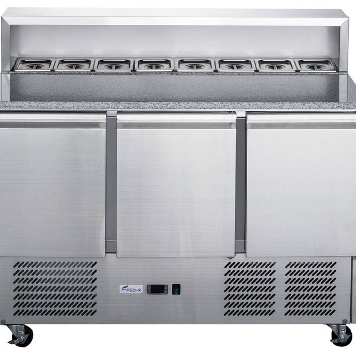 FED-X Three Door Salad Prep Fridge with Marble Top - XGNS1300E