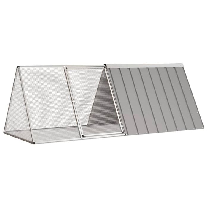 vidaXL Rabbit Cage Grey 201.5x80.5x71 cm Galvanised Steel Pet Hutch Playpen