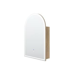 Attica 900 x 600mm Natural Oak LED Arch Shaving Cabinet With Powerpoint