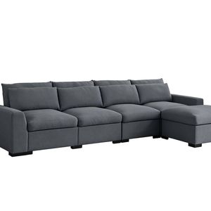 Savile Sectional Sofa With Ottoman - Dark Grey