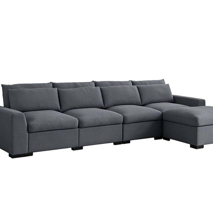 Savile Sectional Sofa With Ottoman - Dark Grey