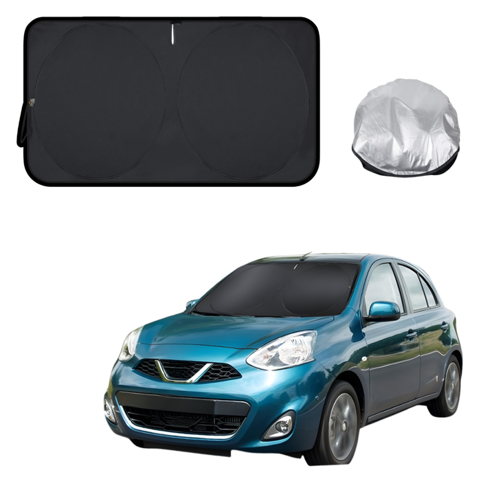 Front Windscreen Sun Shade for Nissan Micra 2010 - 2017 (K13) - Standard 150 x 85 cm - Black