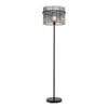 Telbix Quilo Contemporary Standing Floor Lamp Light Foot Switch Metal Glass Black Smoke Matte