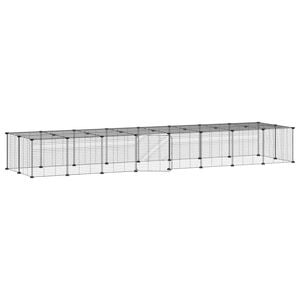 vidaXL 36-Panel Pet Cage Pet Playpen Animal Enclosure with Door Black Steel