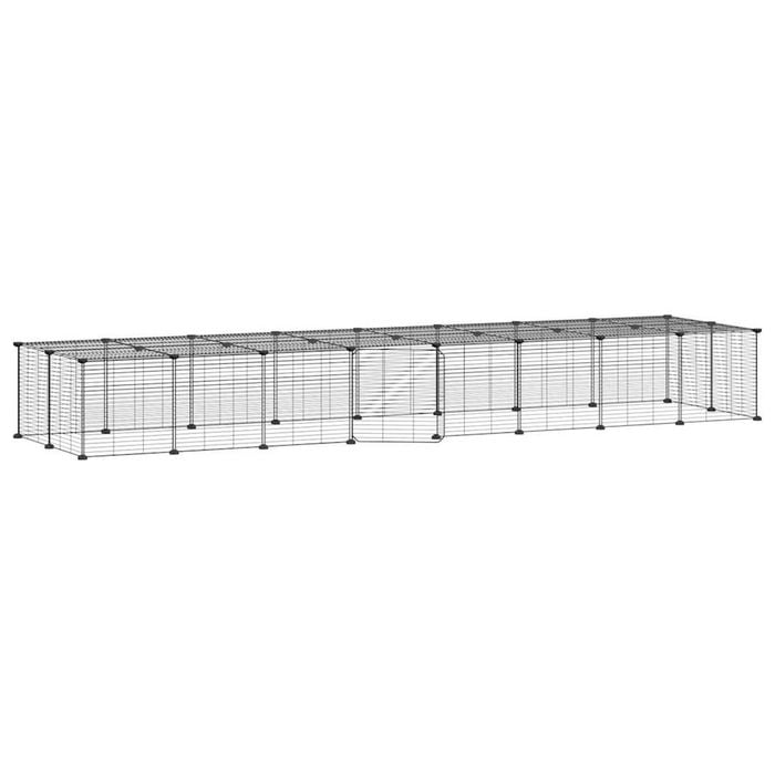 vidaXL 36-Panel Pet Cage Pet Playpen Animal Enclosure with Door Black Steel