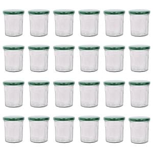 Argon Tableware Glass Jam Jars with Green Lids - 150ml - Pack of 24