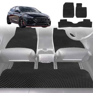 6D Diamond Car Floor Mats for Hyundai i30 N 2021-Current Sedan-Full Set-Black-Outback GT