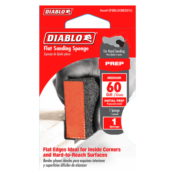 Diablo 60 Grit Preparation Flat Edge Sanding Sponge - 1 Pack