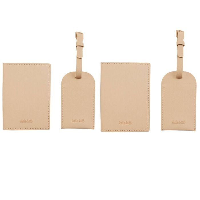 2PK Kate Hill Passport Holder Wallet & Adjustable ID Luggage Tag Gift Set Neutral