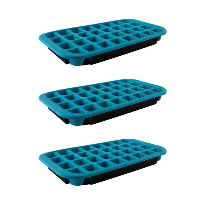 3x Avanti 32 Cup Flex Ice Cube Tray With Carry Made From Flexible Silicone Blue