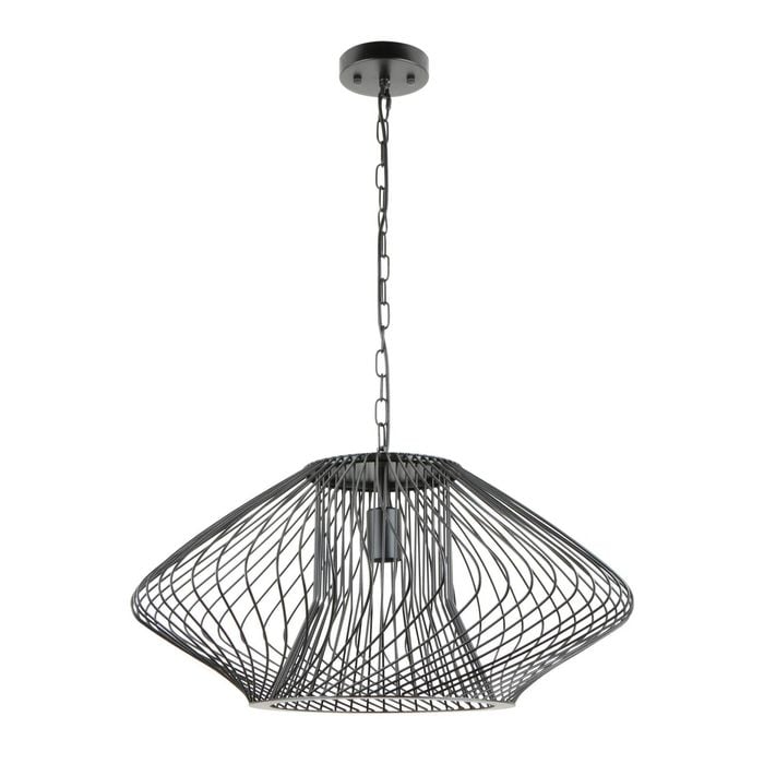 Cla Lighting Parrilla Interior Oval Cage Iron Pendant Light Od600mm Matte Black