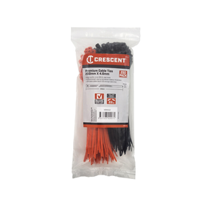 Crescent 200 x 4.6mm Halloween Black and Orange Cable Ties - 250 Pack