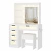 Ufurniture Dressing Table Stool Set 10 LED Bulbs Mirror Vanity Desk with Storage Drawers & Shelves Make up Table White
