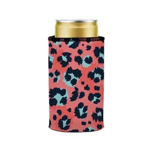 Stubbyz Coral Leopard Print Stubby Cooler Slim